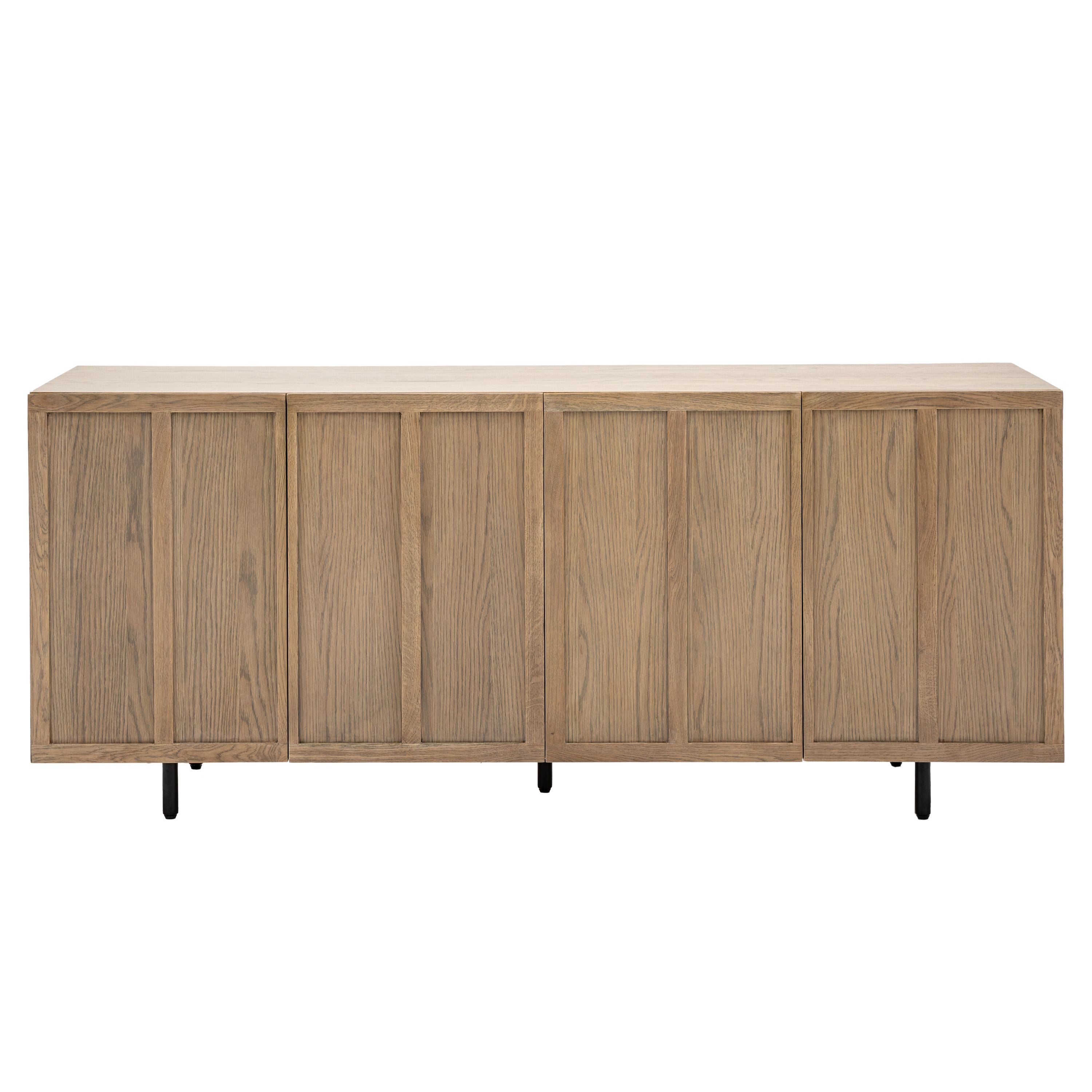 Fore Panelled Natural Oak Wood Sideboard